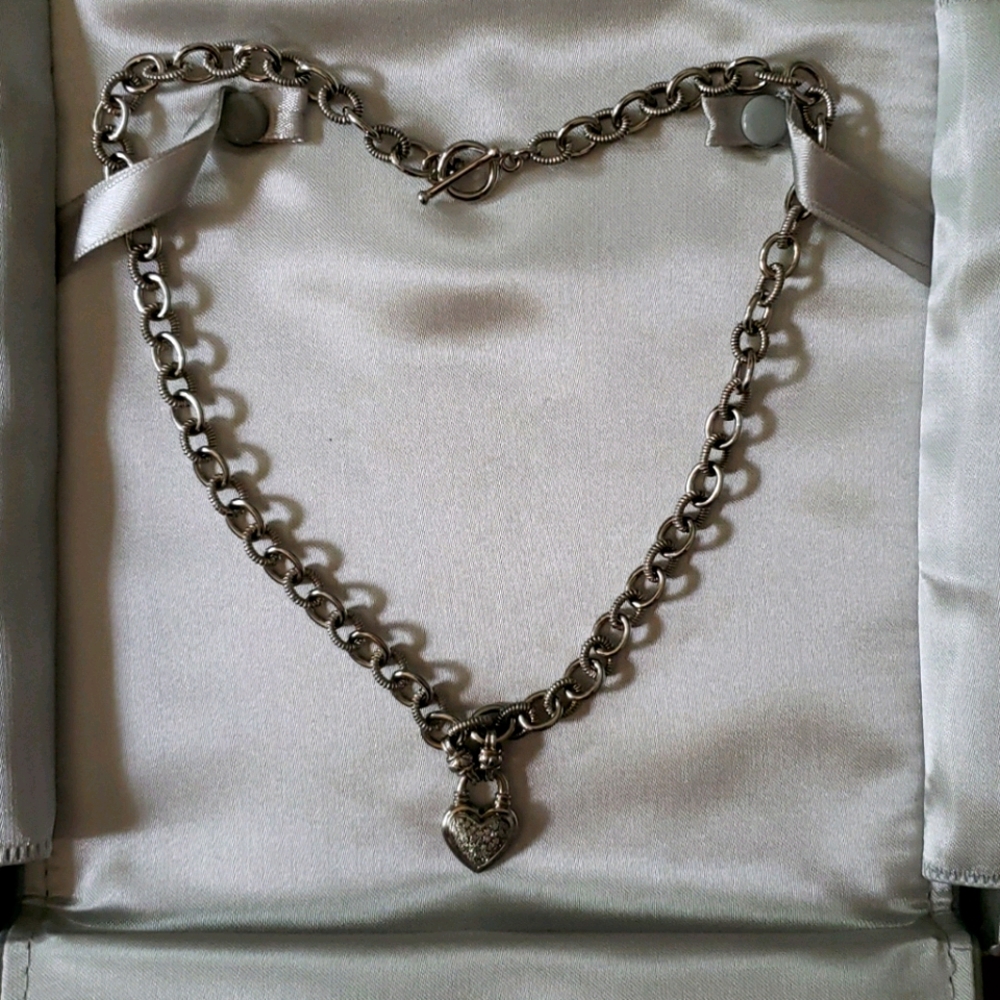 Zales Diamond Heart Link Toggle Necklace